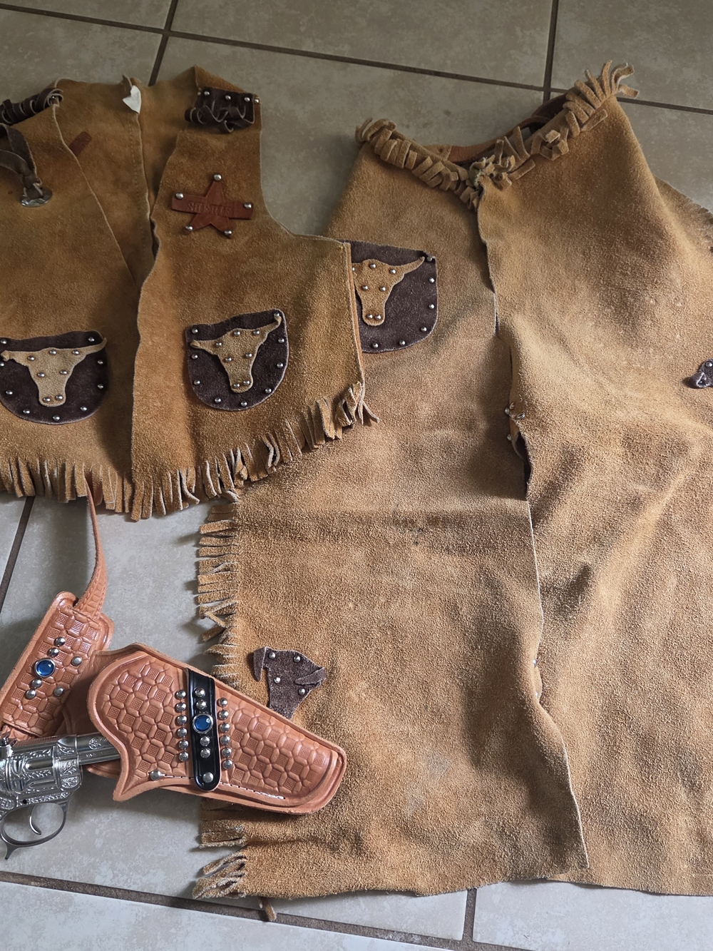 Vintage Suede Cowboy Vest and Chaps Set